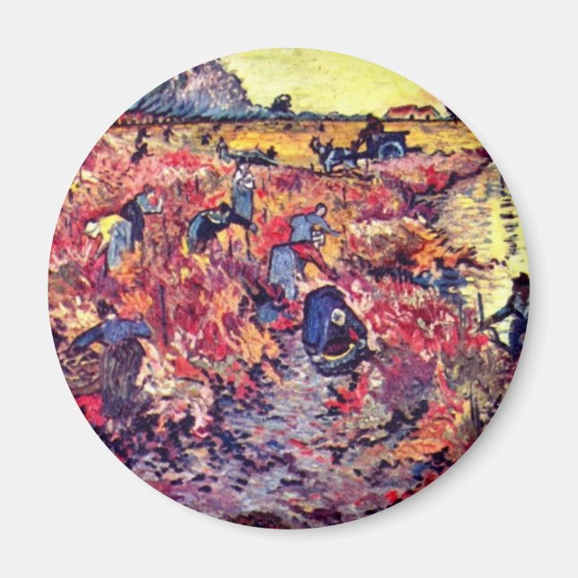 De röda vinerna av Vincent Van Gogh Magnet (Framsidan)