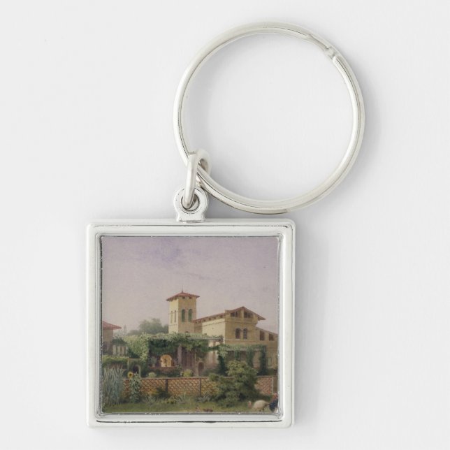 De romerska baden, 1848 fyrkantig silverfärgad nyckelring (Framsidan)