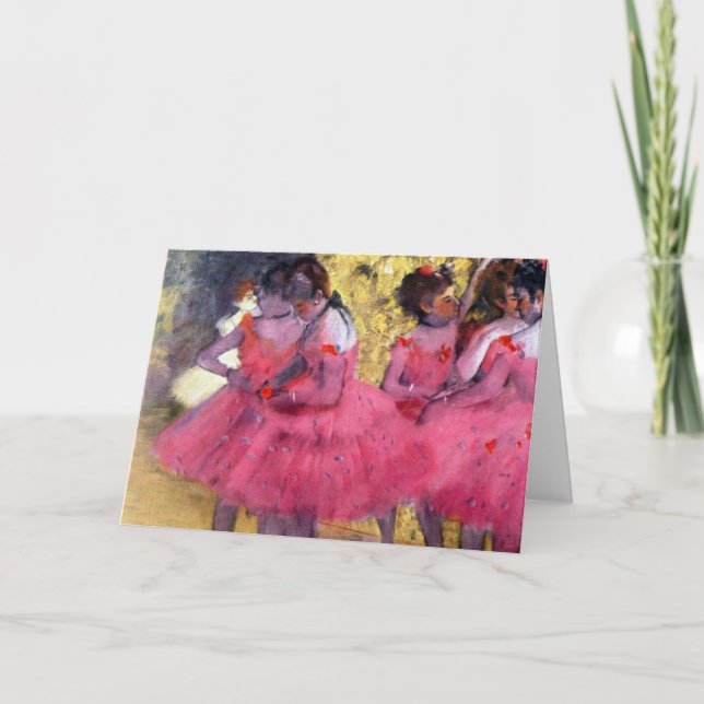 De rosa dansöserna, före baletten av Edgar Degas Kort (Framsida)