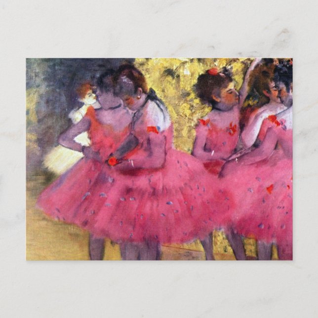 De rosa dansöserna, före baletten av Edgar Degas Vykort (Framsida)