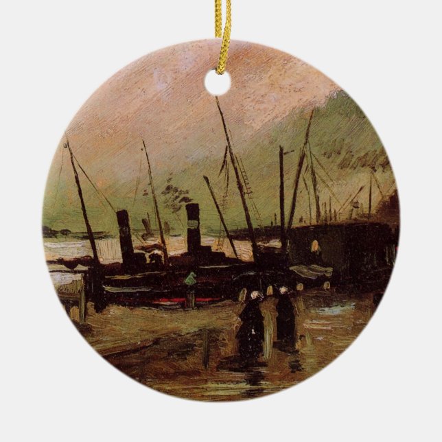 De Ruijterkade i Amsterdam av Vincent van Gogh Julgransprydnad Keramik (Framsidan)