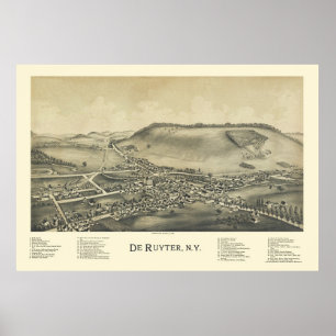 De Ruyter, panorama- karta för NY - 1892 Poster
