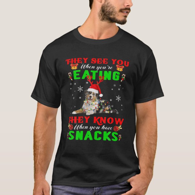 De ser dig äta renar Santa Australia Sheph T Shirt (Framsida)