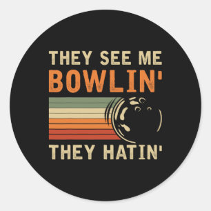 De ser mig bowla Hilarious Bowler Bowling Pun H Runt Klistermärke