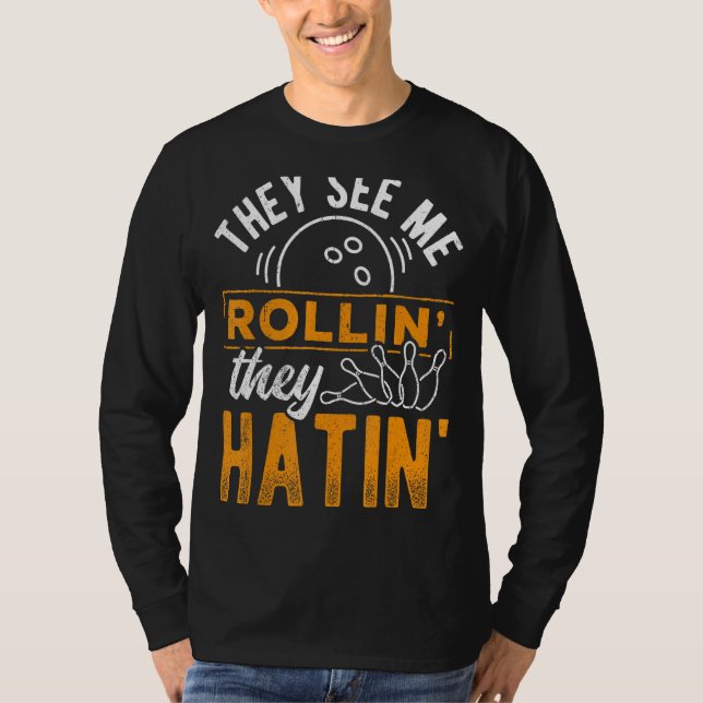 De ser mig Bowlin De Hatin - Bowling Gutter Pin T Shirt (Framsida)