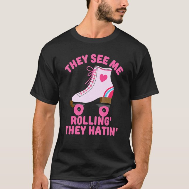 De ser mig Rollin Skate Skater Roller Girl Retr T Shirt (Framsida)
