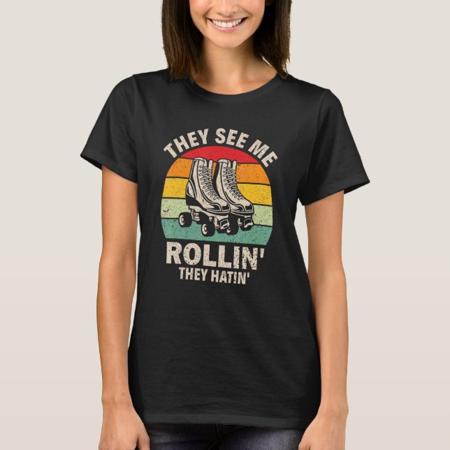 De ser mig rullin, de Hatin's Roller Derby Skate T Shirt (Framsida)