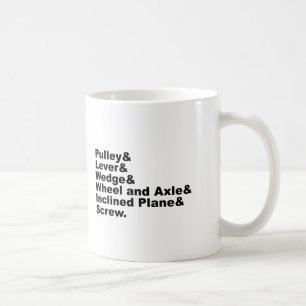 De sex enkla maskinerna av Archimedes Kaffemugg
