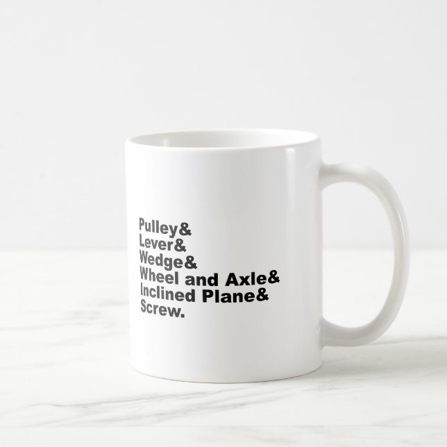 De sex enkla maskinerna av Archimedes Kaffemugg (Höger)