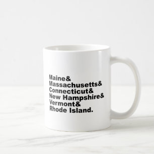 De sex nordöstra Stater som utgör New England Kaffemugg