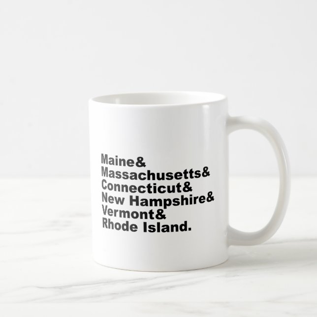 De sex nordöstra Stater som utgör New England Kaffemugg (Höger)