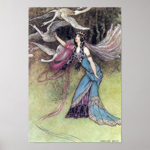 De sex Svanar av Warwick Goble Poster