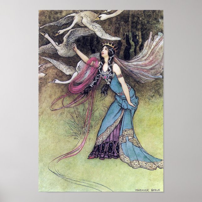 De sex Svanar av Warwick Goble Poster (Framsidan)