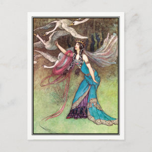 De sex Svanar av Warwick Goble Vykort