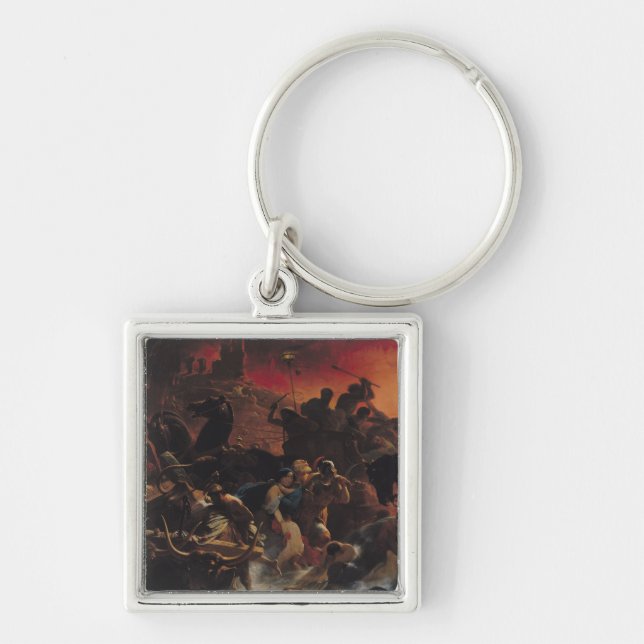 De sist dagarna av Pompeii Fyrkantig Silverfärgad Nyckelring (Framsidan)