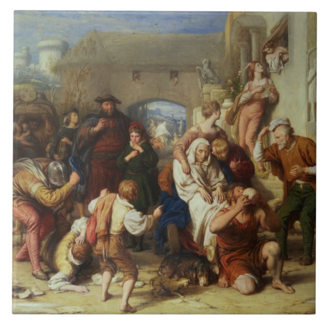 De sju åldrarna av manen, 1835-8 (olja) kakelplatta (Framsidan)