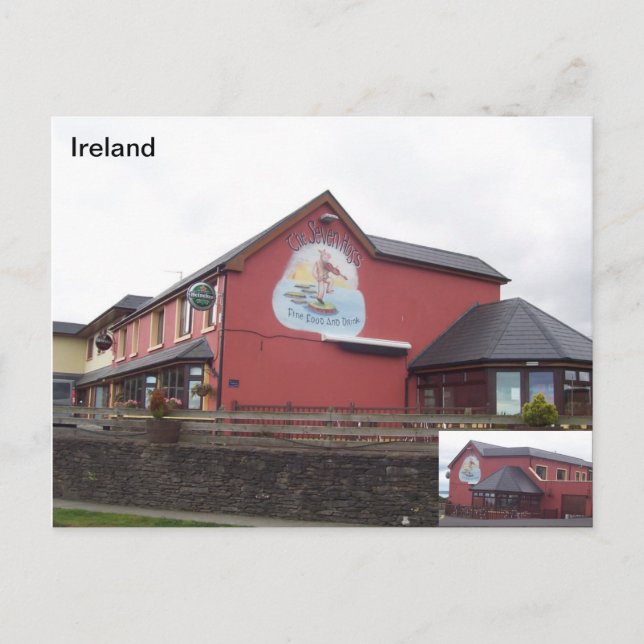 De sju Hogs Pub, Castlegregoey, Kerry, Irland Vykort (Framsida)