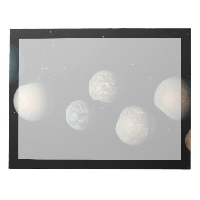 De sju jordens Storleka planeter av Trappist-1 Anteckningsblock (Framsida)