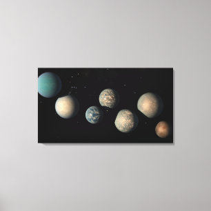 De sju jordens Storleka planeter av Trappist-1 Canvastryck
