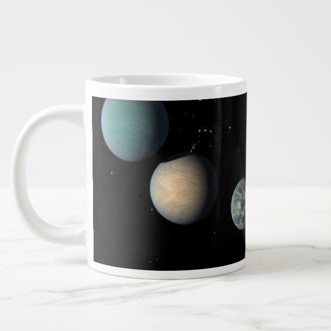 De sju jordens Storleka planeter av Trappist-1 Jumbo Mugg (Vänster)
