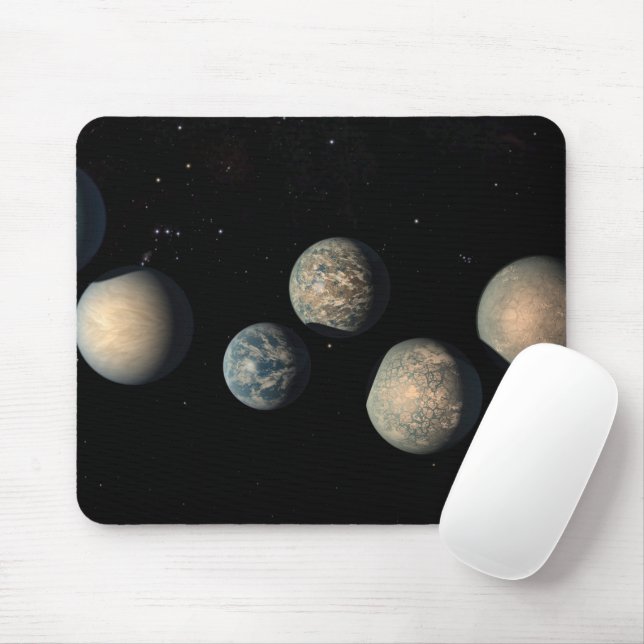 De sju jordens Storleka planeter av Trappist-1 Musmatta (Med mus)