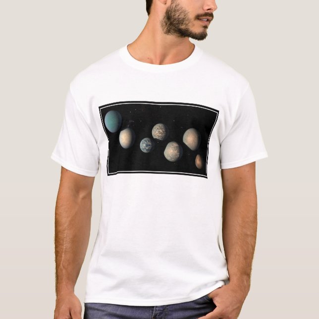 De sju jordens Storleka planeter av Trappist-1 T Shirt (Framsida)