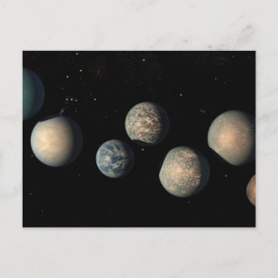 De sju jordstora planeterna runt Trappist-1 Vykort