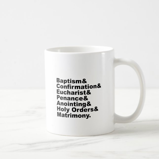 De sju offren för kristendomen och katolicismen kaffemugg (Höger)