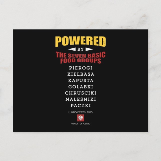 De sju polska livsmedelsgruppernas utformning vykort (Framsida)