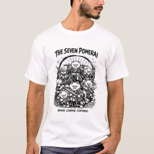De sju Pomerai Pomeranian Samuraj Parodi T Shirt