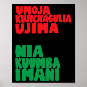De sju principerna för Nguzo Saba Kwanzaa African Poster