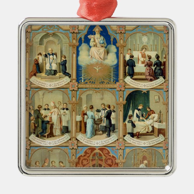 De sju sacramentsna julgransprydnad metall (Framsidan)