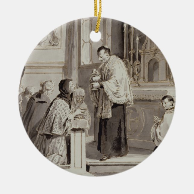 De sju sacramentsna: Nattvardsgång 1779 (skriva, Julgransprydnad Keramik (Framsidan)