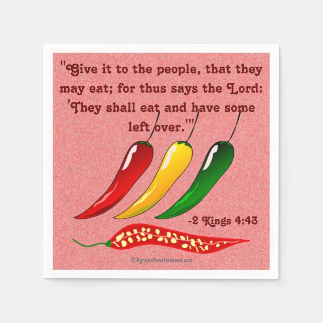 De ska äta med några lämnat över chilipeppar pappersservett (Framsidan)