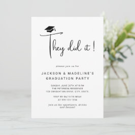 De skrev minimalt Photo Dubbla Studenten Inbjudningar