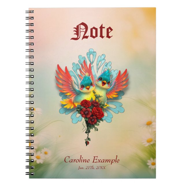 De söta fåglarna från bra humor. anteckningsbok (Framsidan)