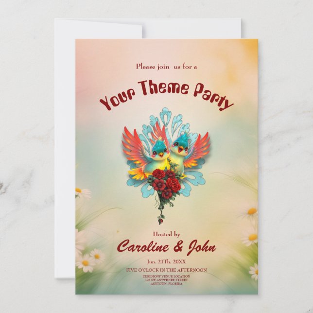 De söta fåglarna från bra humor. inbjudningar (Framsida)