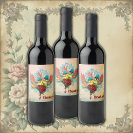 De söta fåglarna från bra humor. vinflaska etikett