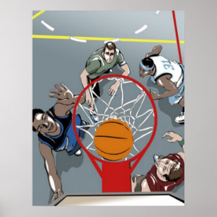 De spelar basket - poster