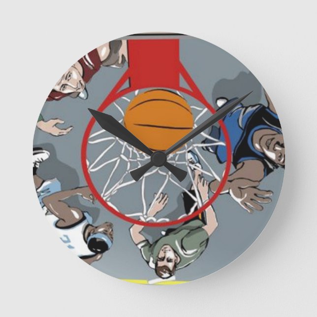 De spelar Basketball Wall Clock Rund Klocka (Framsida)