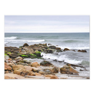 De steniga stränderna av Montauk, Long Island, NY Fototryck
