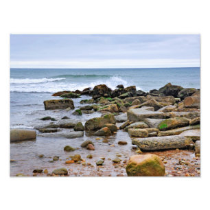 De steniga stränderna av Montauk, Long Island, NY Fototryck