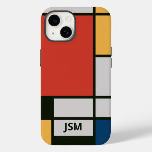 De Stijl Inspired Primary Färgad Squares Monogram