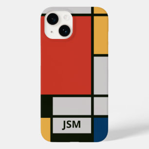 De Stijl Inspired Primary Färgad Squares Monogram