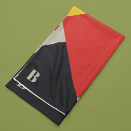 De Stijl Inspired Primary Färgad Squares Monogram Fleecefilt
