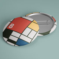 De Stijl Inspired Primary Färgad Squares Monogram
