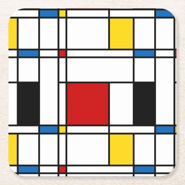 De Stijl Mönster Underlägg Papper Kvadrat (Framsidan)
