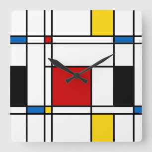 De Stijl Mönstra Fyrkantig Klocka