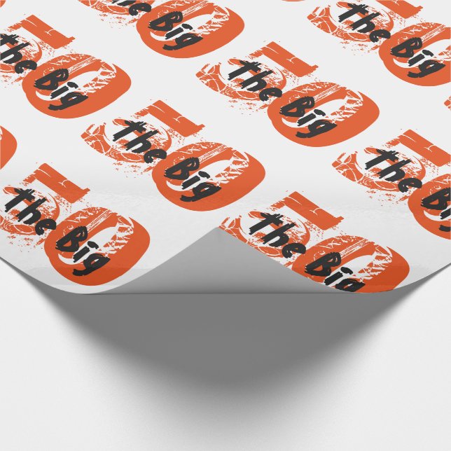 De stora 50na, födelsedag, svart, orange text på presentpapper (Hörn)