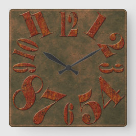 De stora siffrorna i Modern Rustic Rusty Metall Fyrkantig Klocka